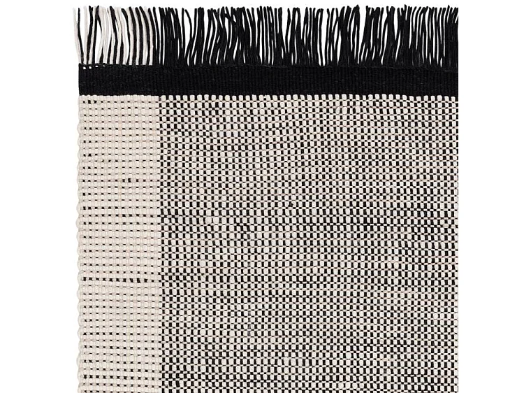 Tapis tissé à la main 100% laine - 160x230cm - noir, crème, blanc - Avalon