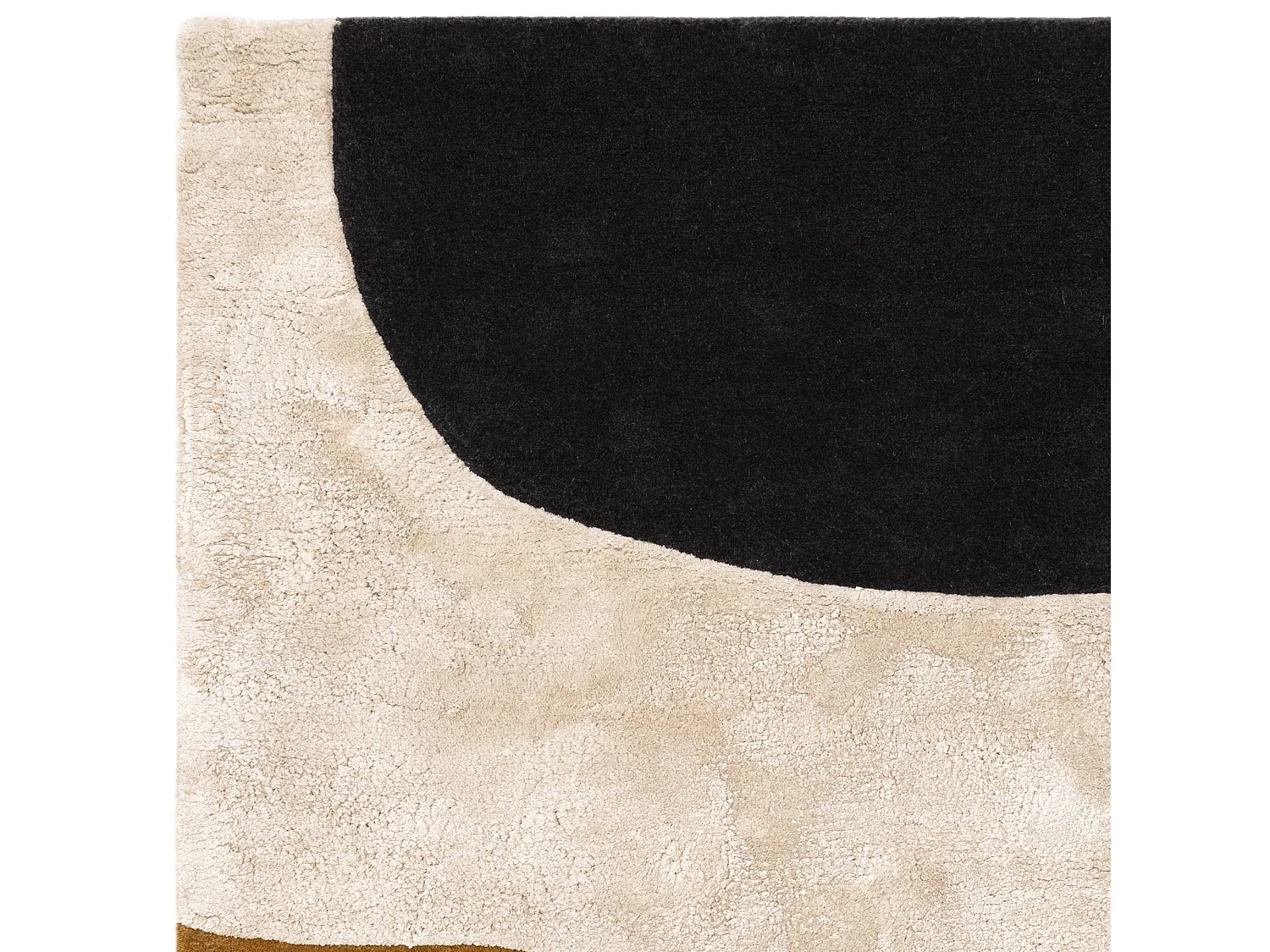 Geometrisch tapijt van wol, viscose en nylon - 120x170cm - zwart, crème, oker - Matrix Signature