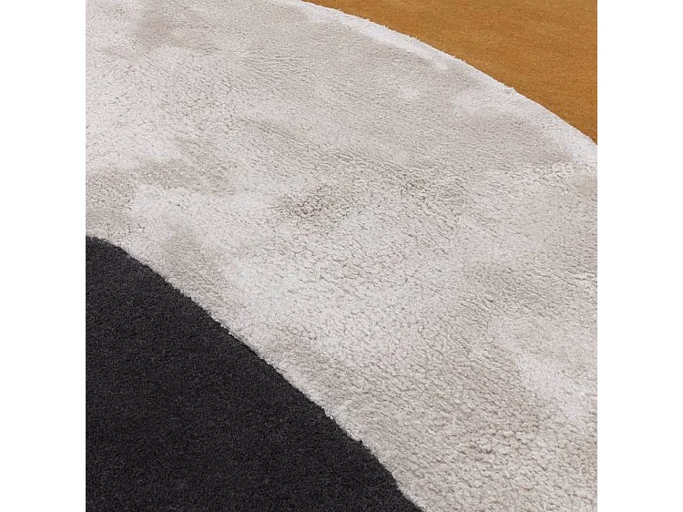 Tapis géométrique tufté main laine/viscose/nylon - 120x170cm -crème, noir, ocre - Matrix Signature