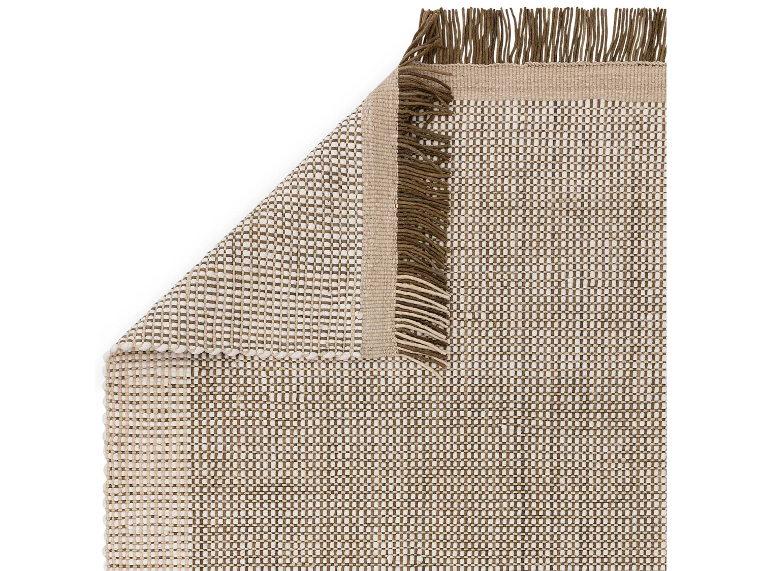 Handgeweven tapijt, 100% wol - 200x290cm - groen, crème, wit - Avalon