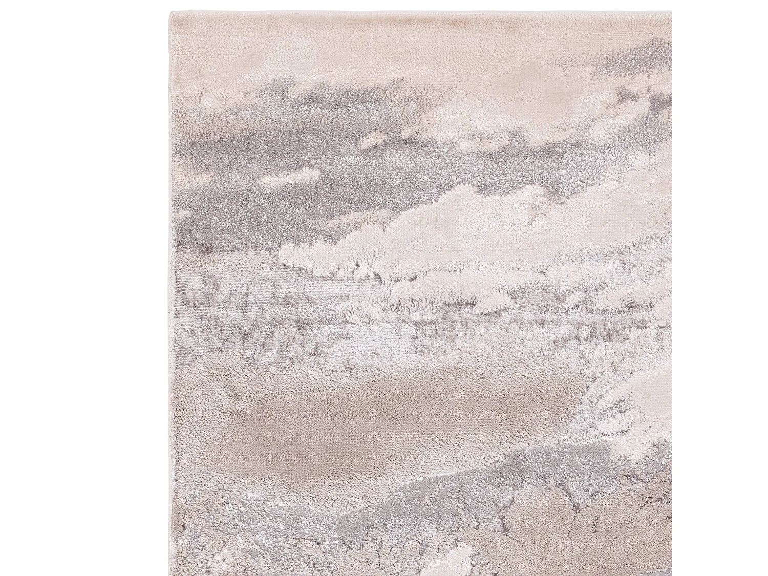 Abstract tapijt - 200x290cm - zilver, crème, grijs - Aurora Cloud