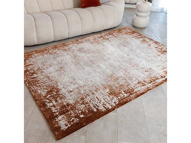 Abstract tapijt - 160x230cm - oranje, crème - Kuza Border