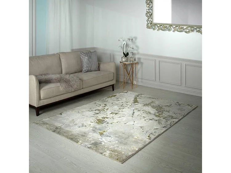 Abstract tapijt - 160x230cm - goud, grijs, beige - Aurora Galaxy