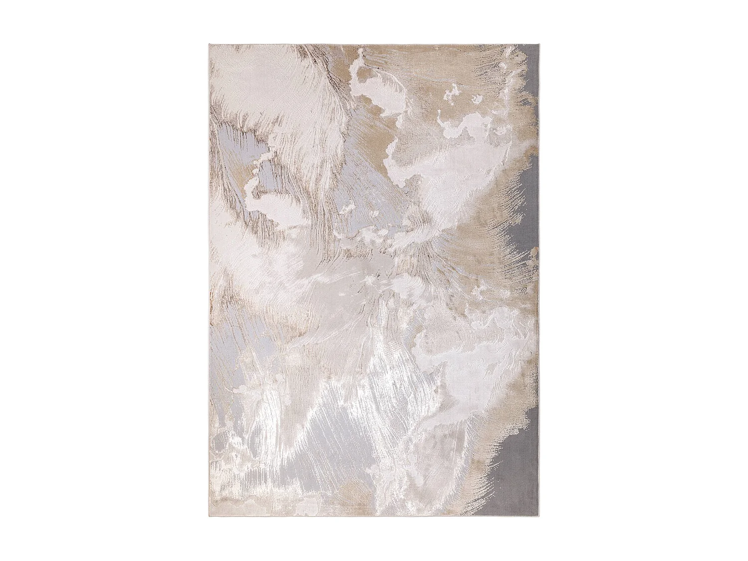 Abstract tapijt - 160x230cm - beige, grijs, zilver - Aurora Etch