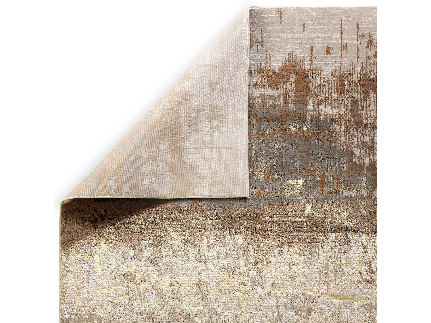 Abstract tapijt - 200x290cm - goud, bruin, beige - Aurora Dune