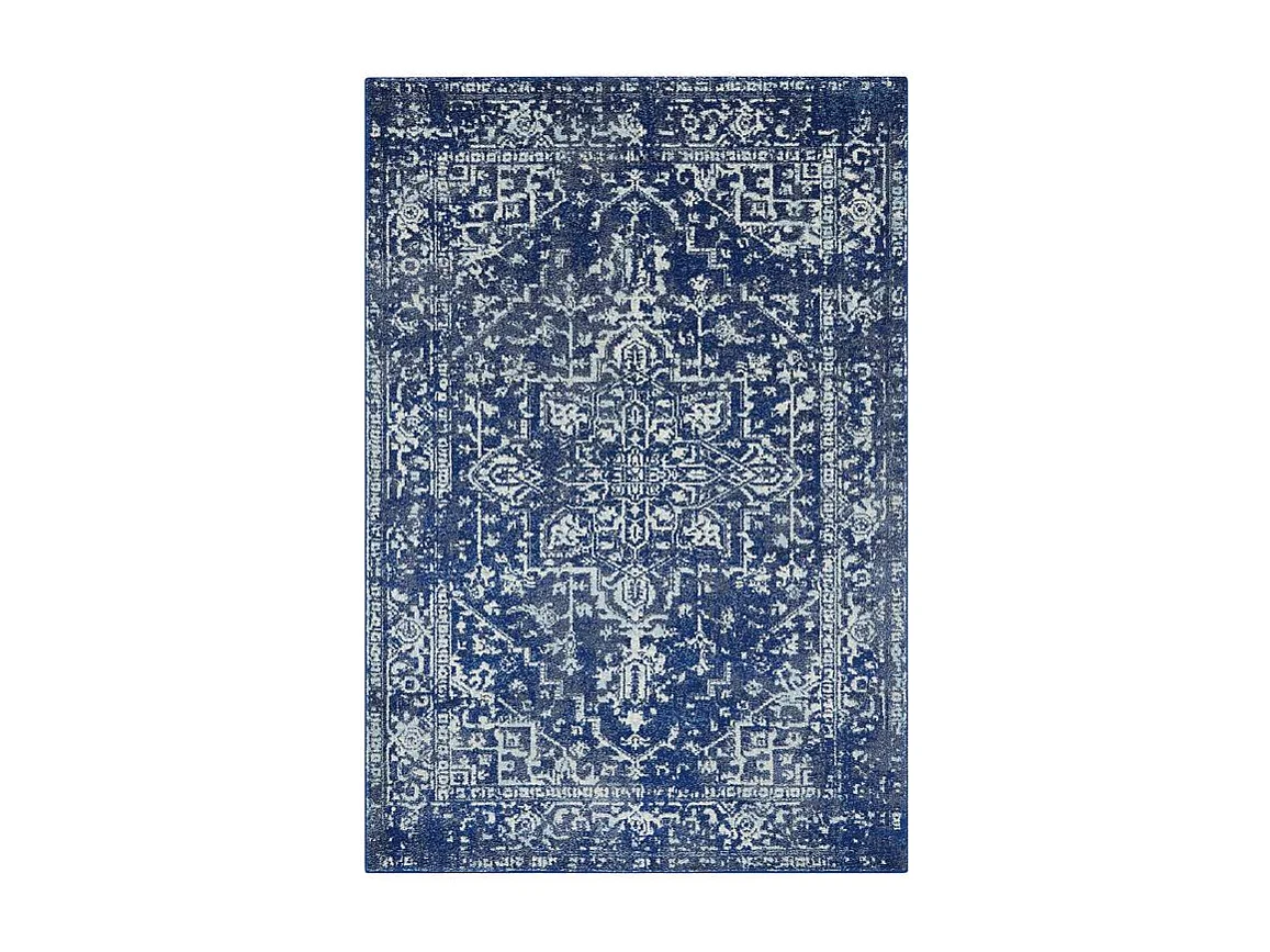 Tapis Vintage - 120x170cm - bleu, crème - Nova Antique