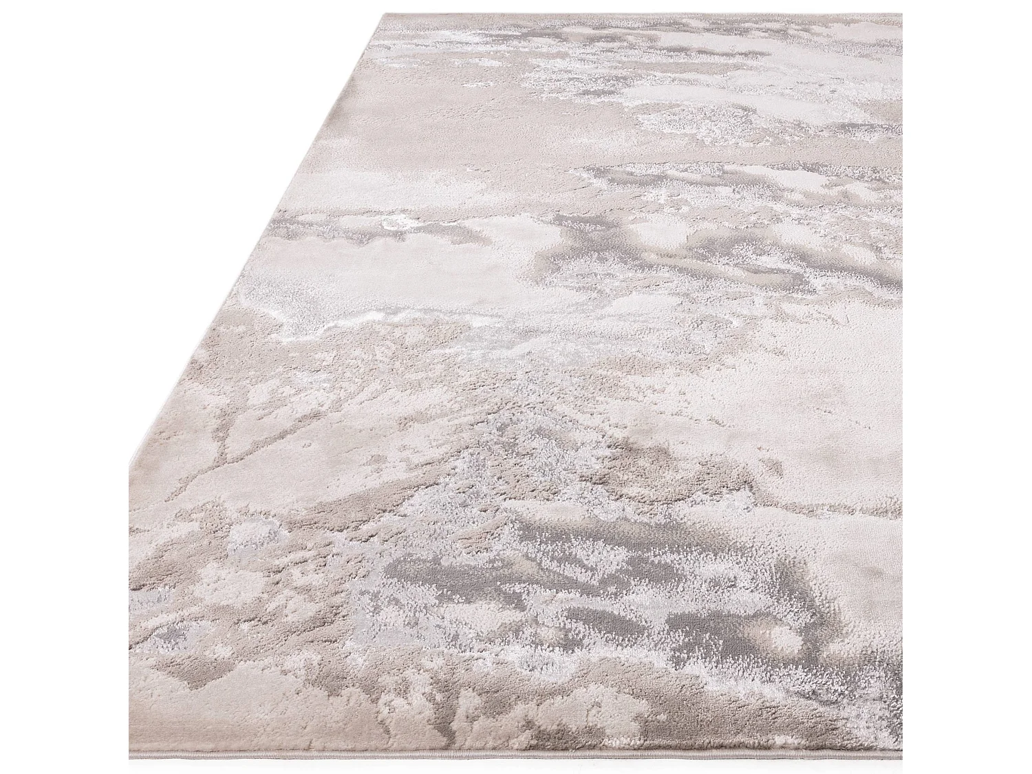 Abstract tapijt - 120x170cm - zilver, crème, grijs - Aurora Cloud