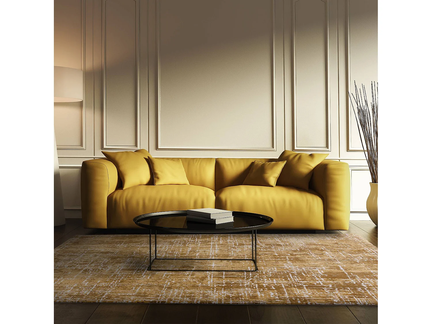 Abstract tapijt - 120x170cm - goud - Kuza Abstract