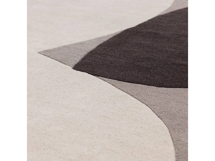 Handgeweven mid-century stijl tapijt van 100% wol - 200x290cm - grijs, crème, oranje - Reef Mid Century