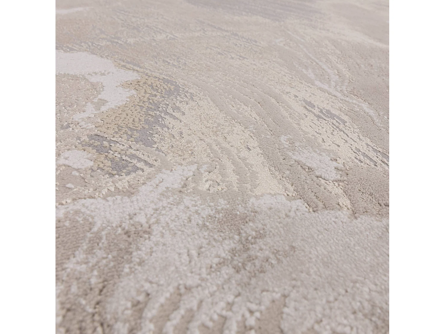 Abstract tapijt - 120x170cm - beige, grijs, zilver - Aurora Etch