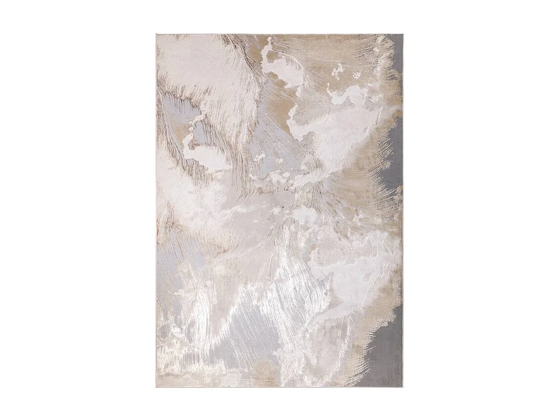 Alfombra abstracta - 120x170cm - beige, gris, plata - Aurora Etch
