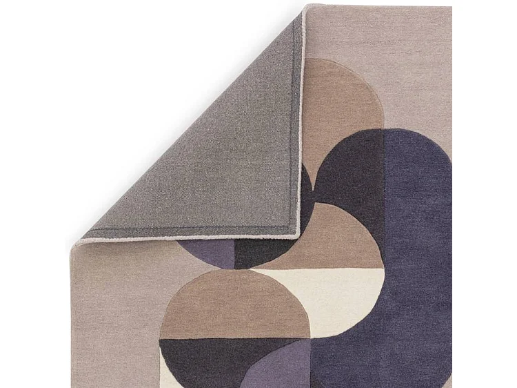 Alfombra geométrica, hecha a mano 100% lana - 160x230cm - gris, azul, negro, beige, crema - Matrix Statement