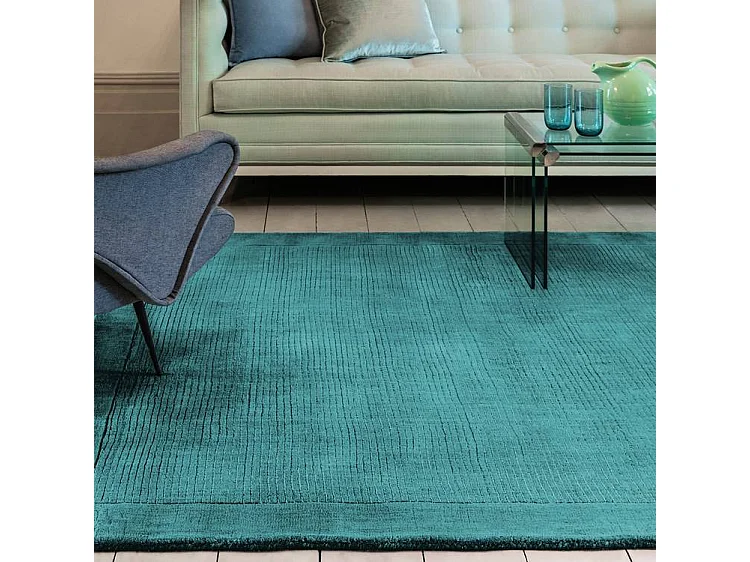 Moderne handgeweven tapijt 100% wol - 160x230cm - blauwgroen - York