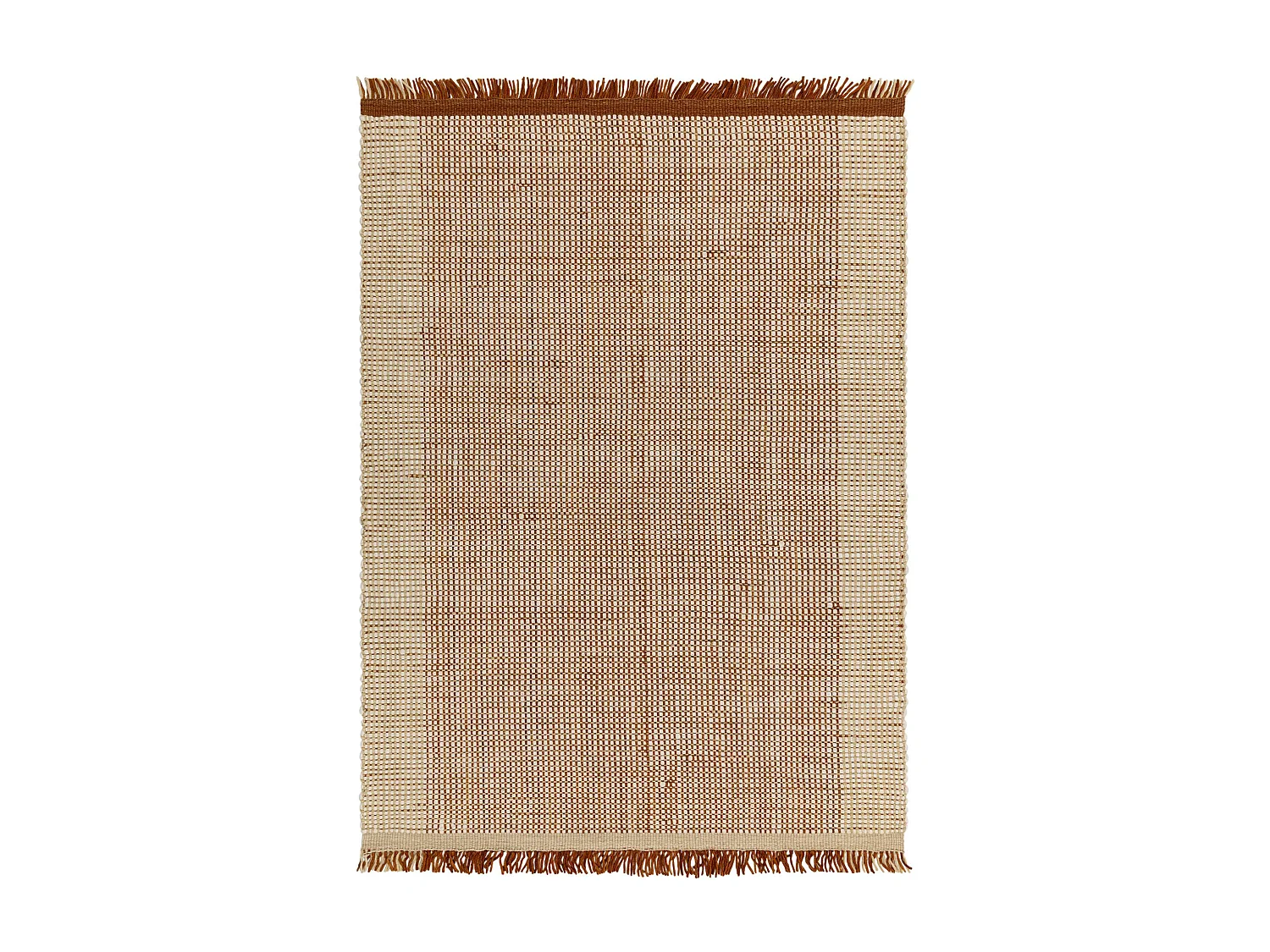 Handgeweven tapijt, 100% wol - 120x170cm - oranje, crème, wit - Avalon