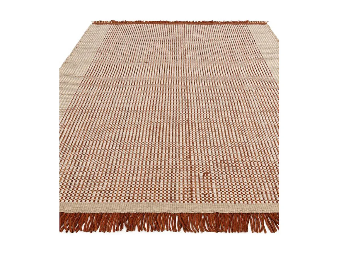 Tapis tissé à la main 100% laine - 120x170cm - orange, crème, blanc - Avalon