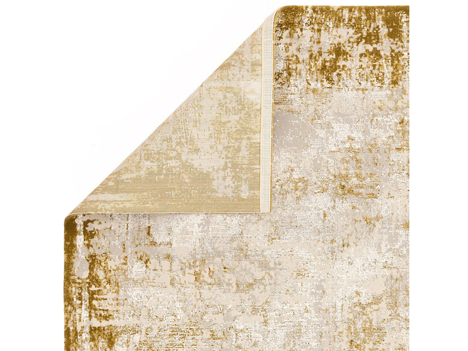 Abstract tapijt - 120x170cm - goud, crème - Kuza Border