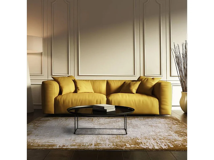 Abstract tapijt - 120x170cm - goud, crème - Kuza Border