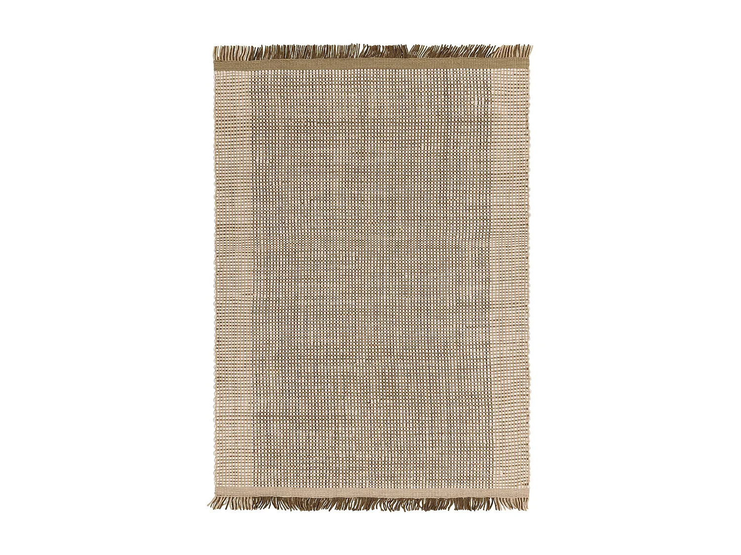 Handgeweven tapijt, 100% wol - 160x230cm - groen, crème, wit - Avalon