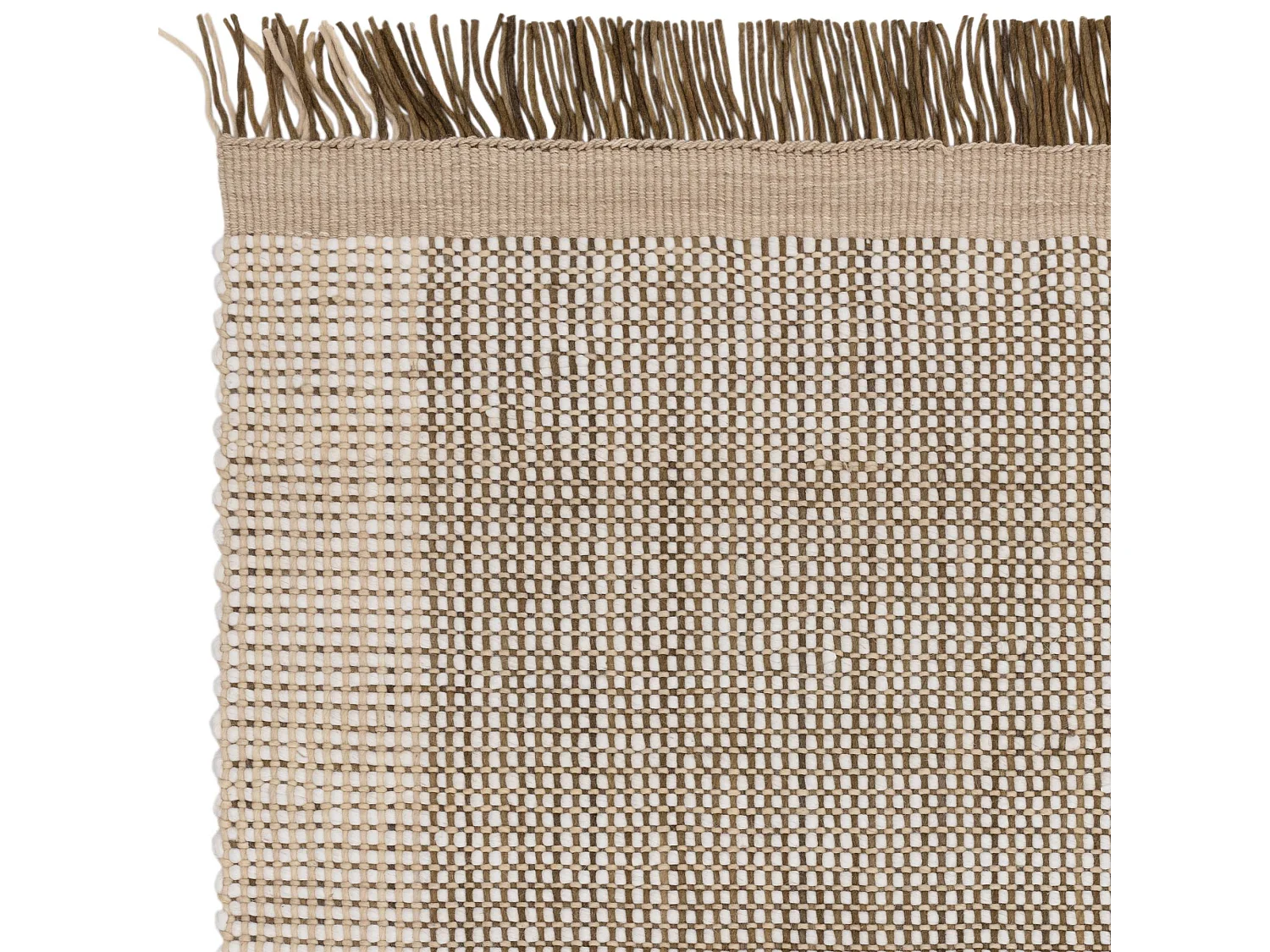 Handgeweven tapijt, 100% wol - 160x230cm - groen, crème, wit - Avalon