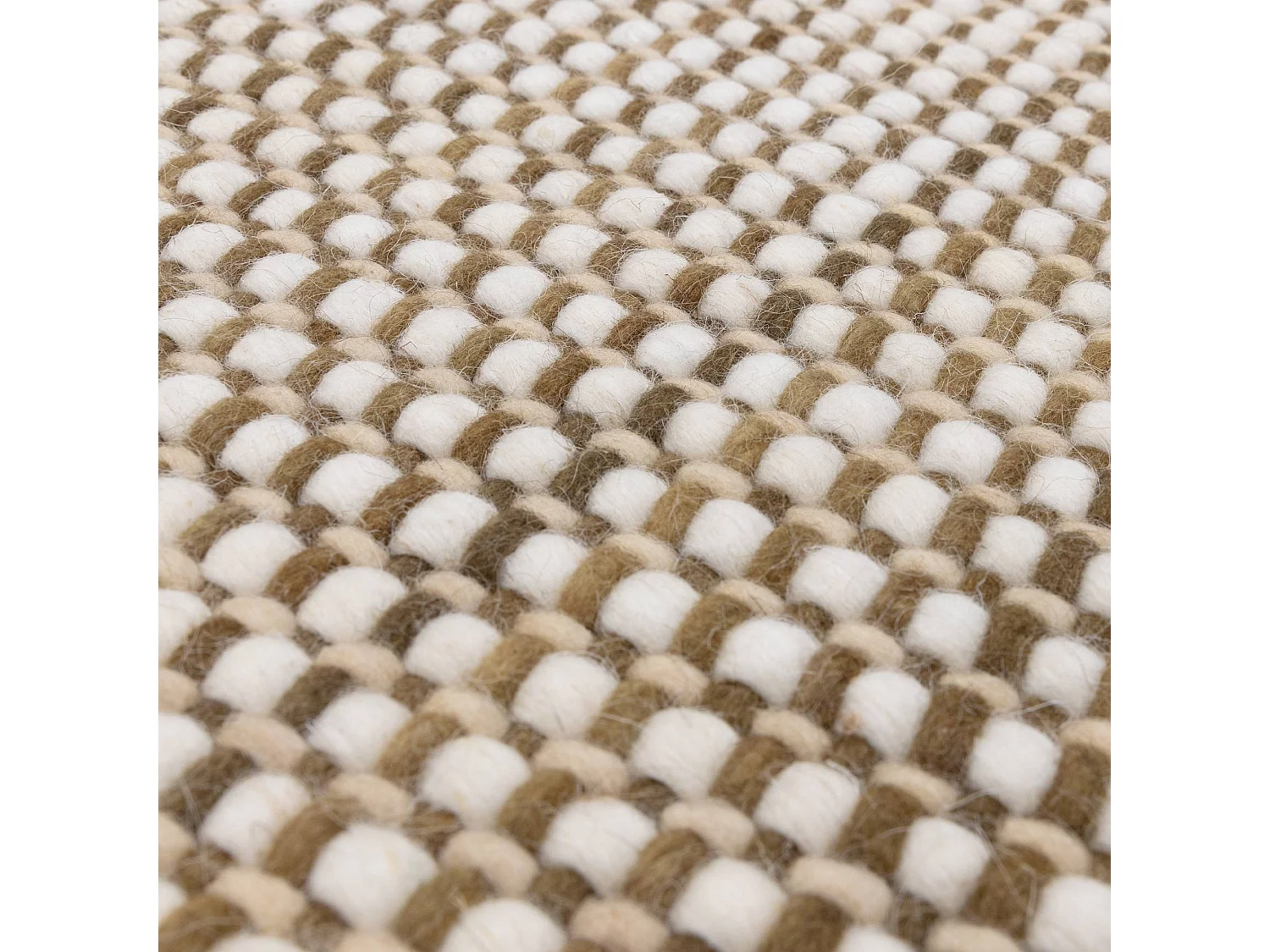 Handgeweven tapijt, 100% wol - 160x230cm - groen, crème, wit - Avalon