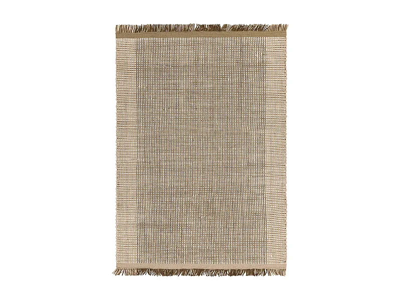 Handgeweven tapijt, 100% wol - 160x230cm - groen, crème, wit - Avalon