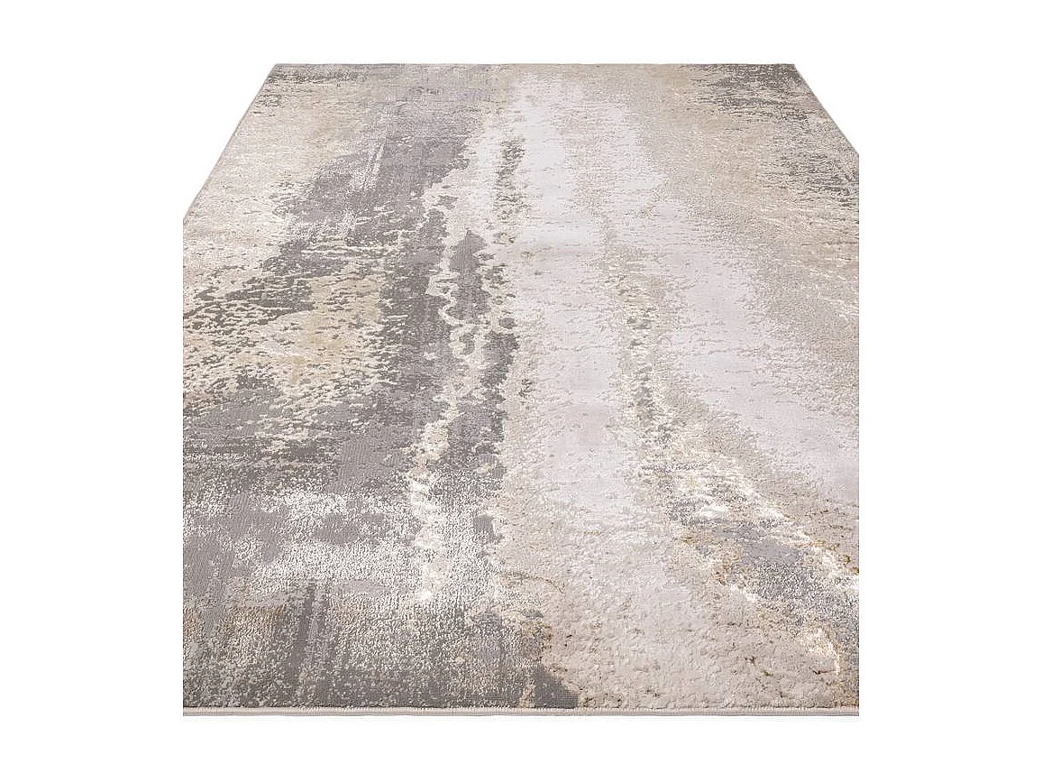 Abstract tapijt - 120x170cm - goud, grijs, beige - Aurora Cliff