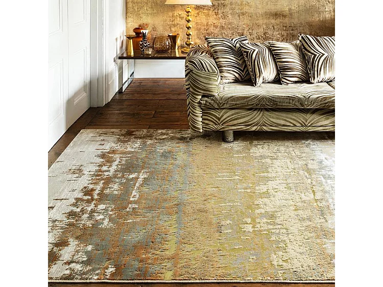 Abstract tapijt - 120x170cm - goud, bruin, beige - Aurora Dune