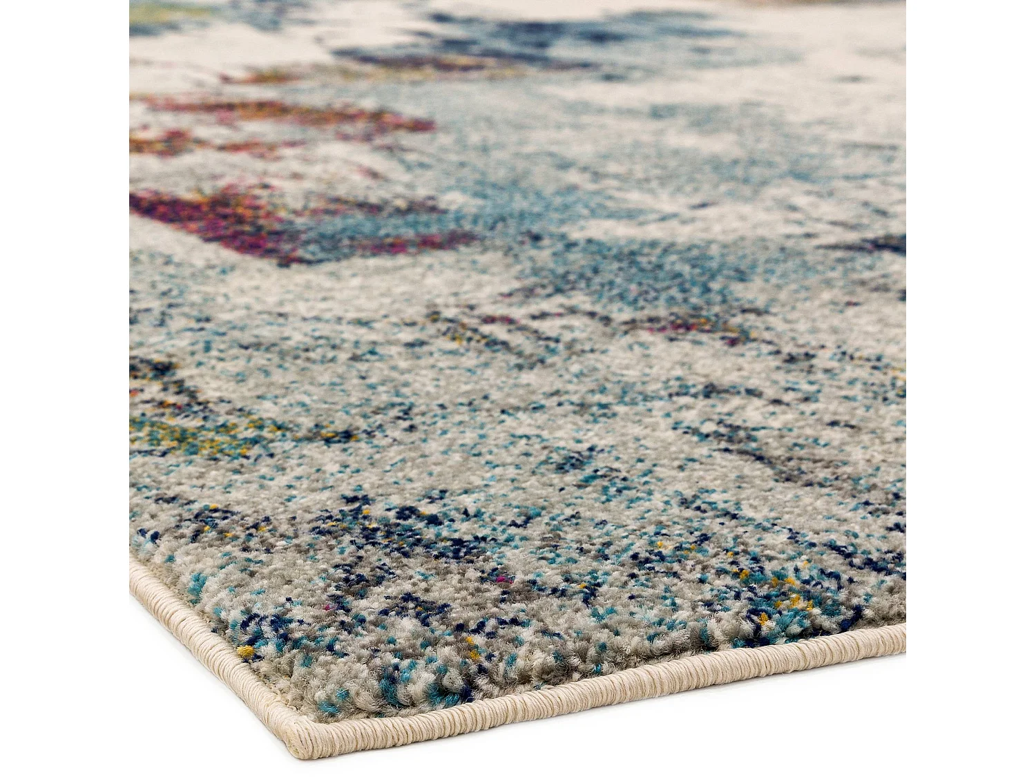 Abstract tapijt in meerdere kleuren - 120x170cm - geel, blauw, crème, bordeaux - Nova Abstract