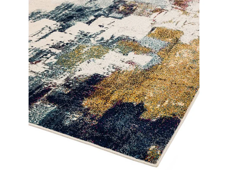 Abstract tapijt in meerdere kleuren - 120x170cm - geel, blauw, crème, bordeaux - Nova Abstract