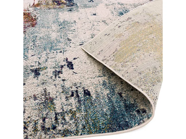 Abstract tapijt in meerdere kleuren - 120x170cm - geel, blauw, crème, bordeaux - Nova Abstract