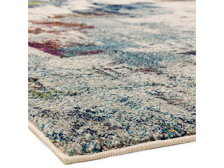 Abstract tapijt in meerdere kleuren - 120x170cm - geel, blauw, crème, bordeaux - Nova Abstract