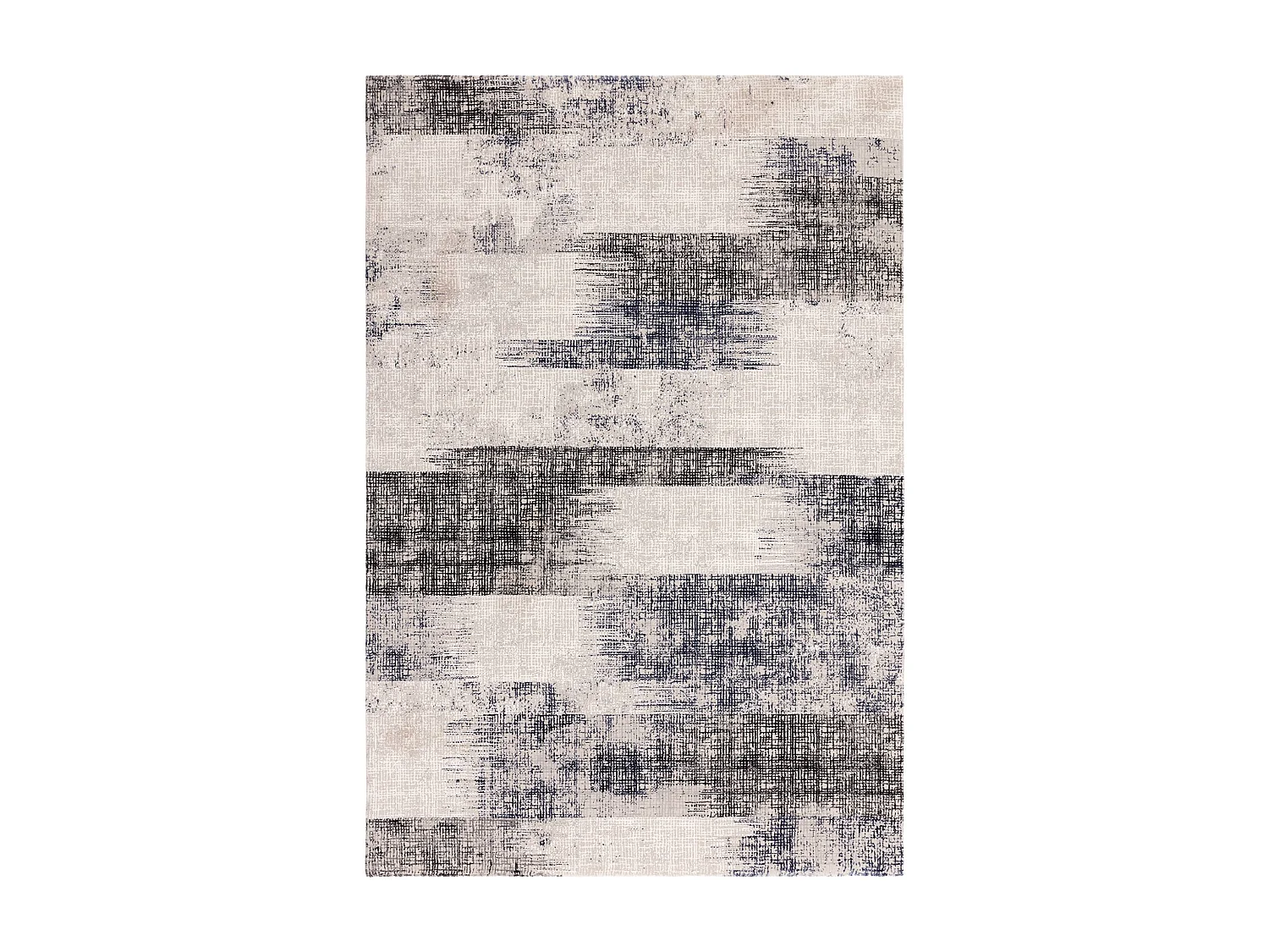 Abstract tapijt - 160x230cm - marineblauw, crème, zwart - Kuza Lines