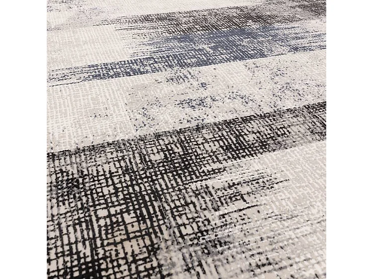 Tapis Abstrait - 160x230cm - blue marine, crème, noir - Kuza Lines