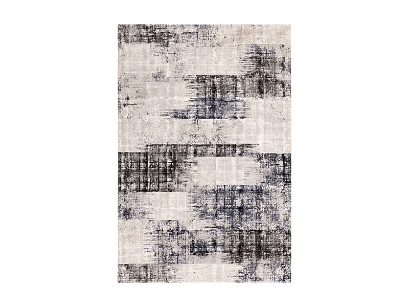 Abstract tapijt - 160x230cm - marineblauw, crème, zwart - Kuza Lines