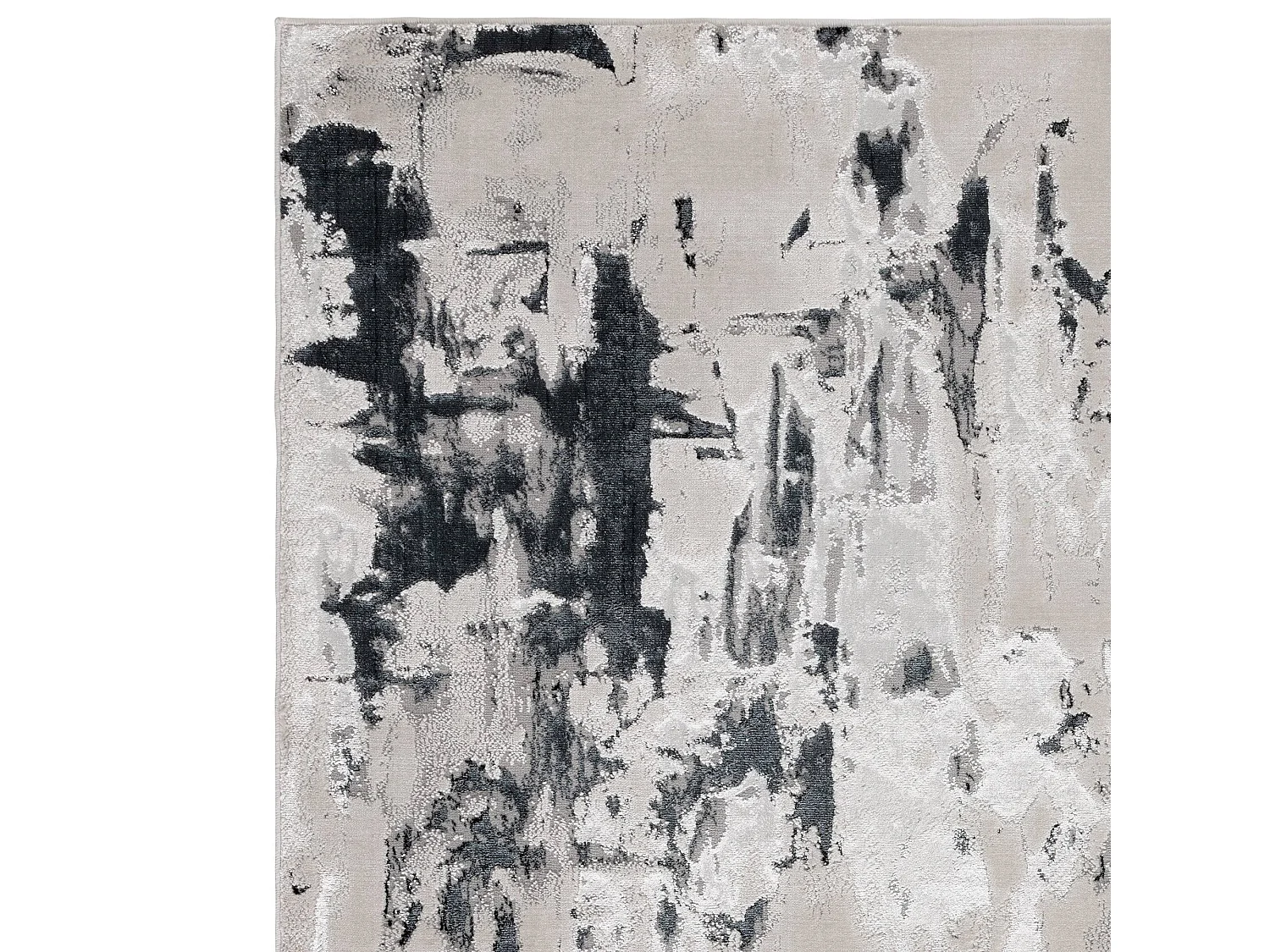 Abstract tapijt - 200x290cm - zilver, crème, wit, grijs - Aurora Glacier