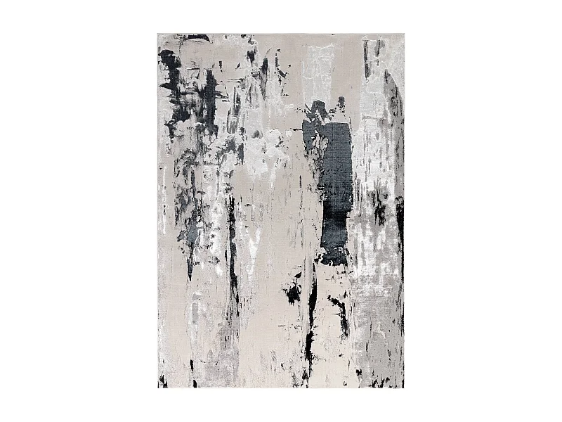 Abstract tapijt - 200x290cm - zilver, crème, wit, grijs - Aurora Glacier