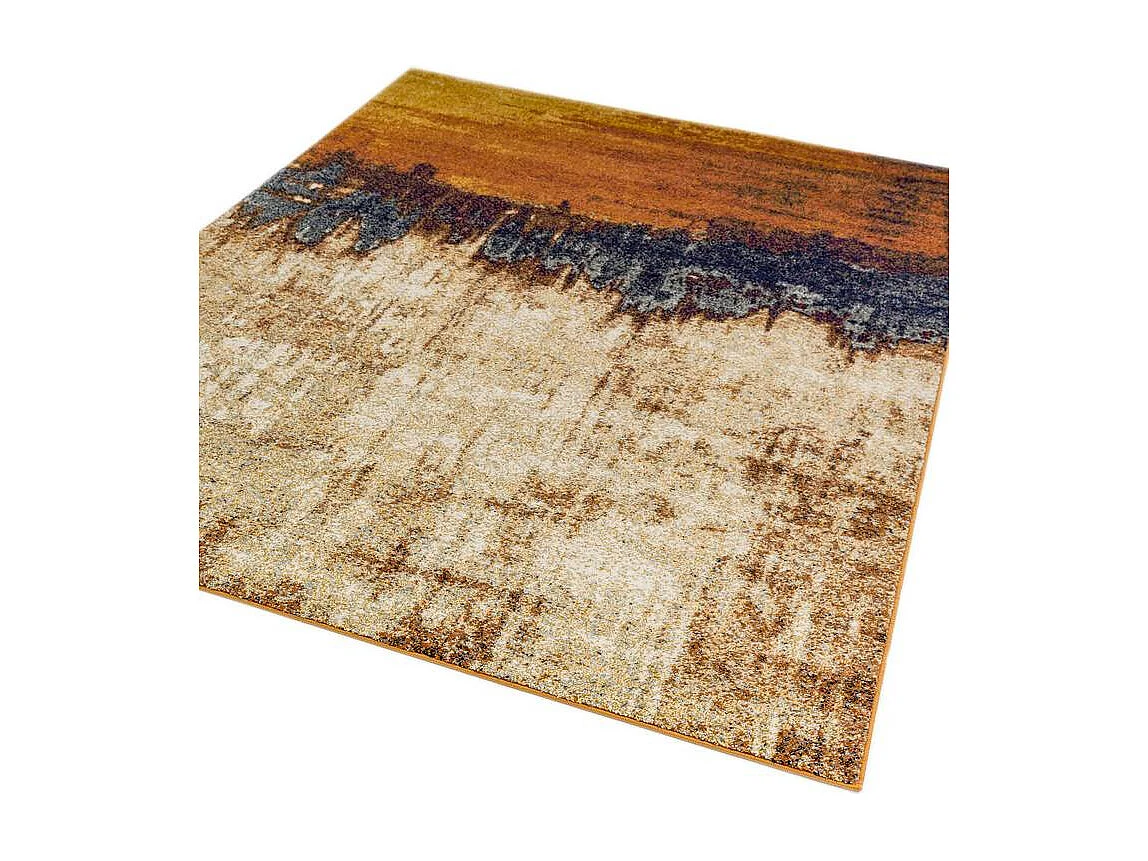 Abstract tapijt - 120x170cm - oranje, blauw, beige - Nova Distress