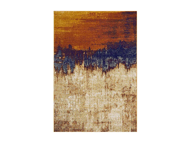Abstract tapijt - 200x290cm - oranje, blauw, beige - Nova Distress