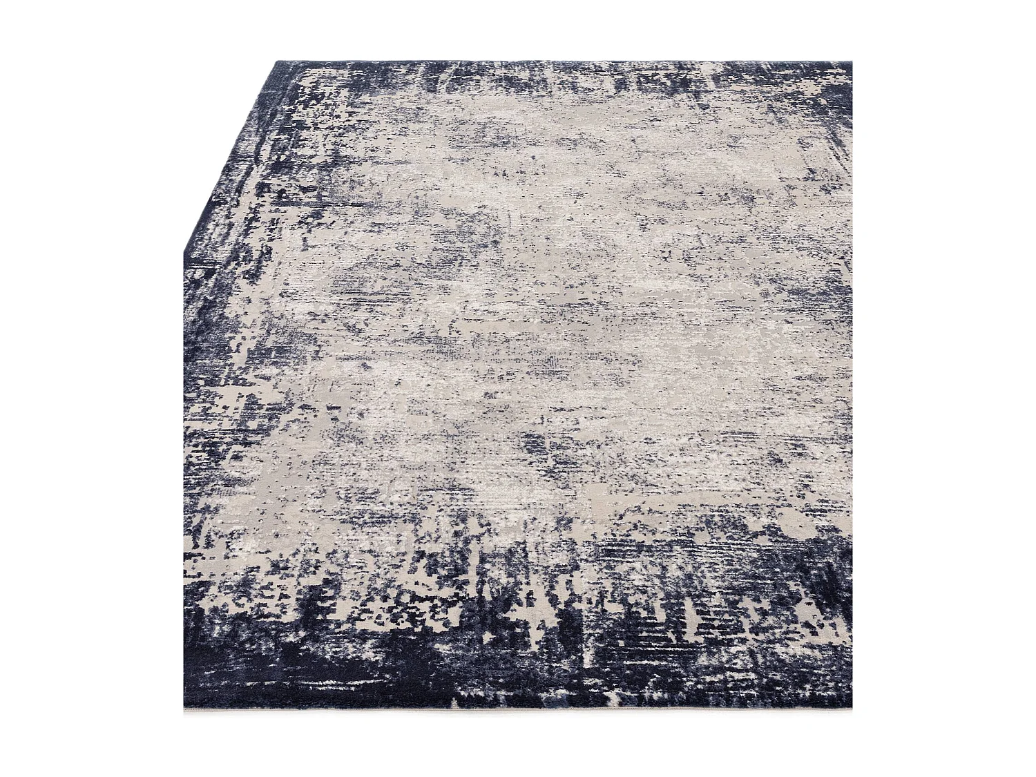 Abstract tapijt - 160x230cm - marineblauw, crème - Kuza Border