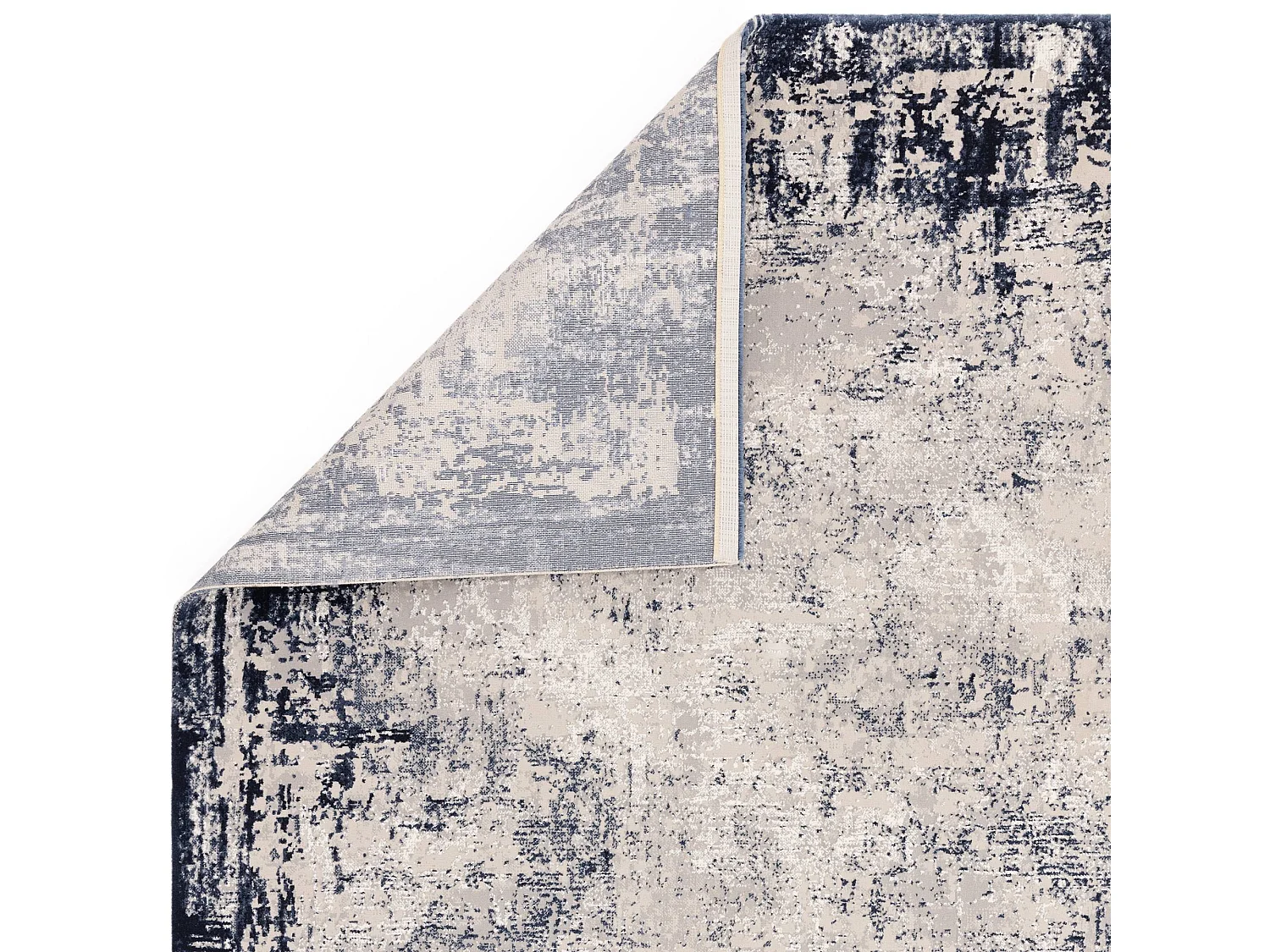 Abstract tapijt - 160x230cm - marineblauw, crème - Kuza Border