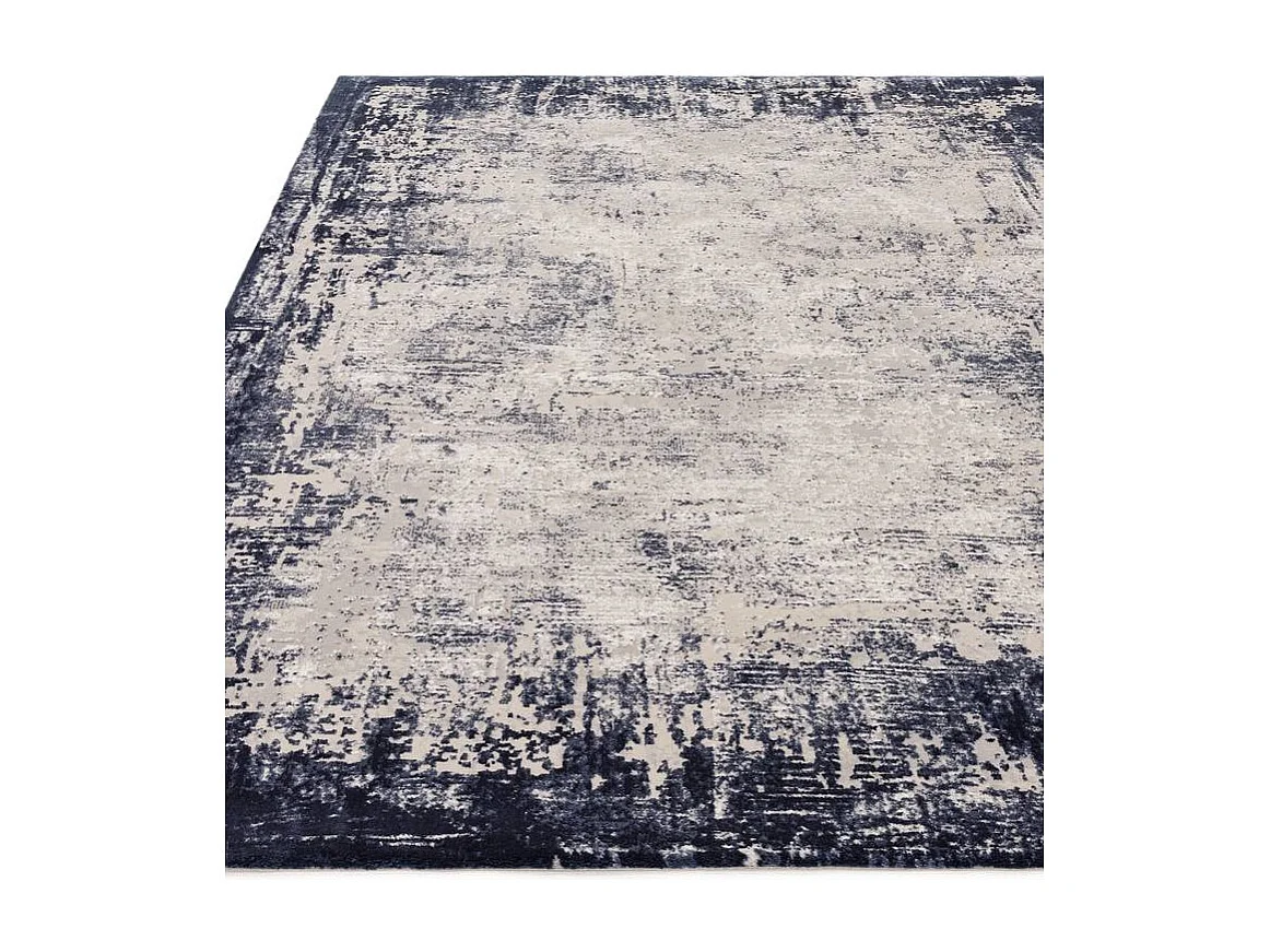 Tapis Abstrait - 160x230cm - crème, bleu marine - Kuza Border