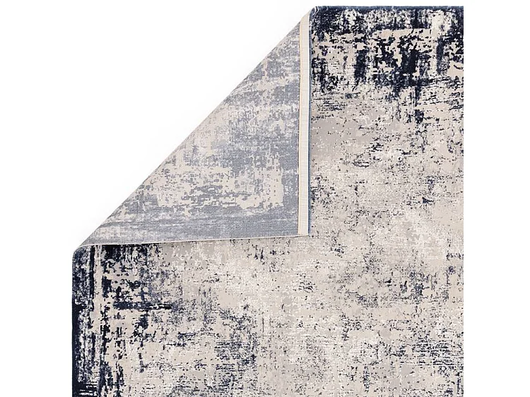 Tapis Abstrait - 160x230cm - crème, bleu marine - Kuza Border