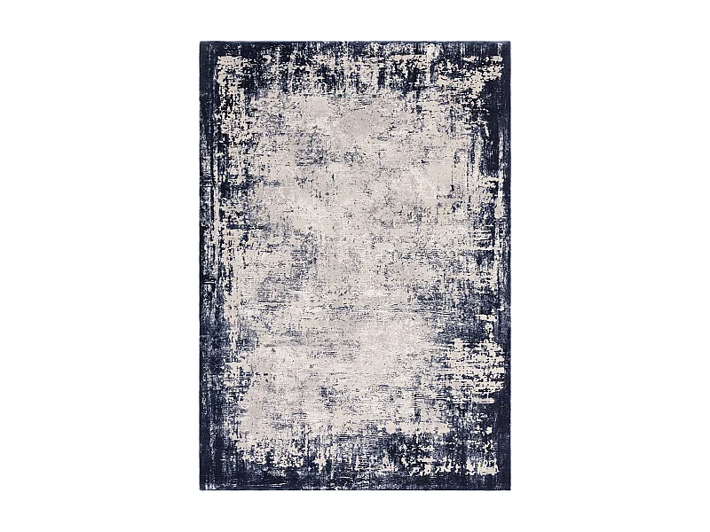 Abstract tapijt - 160x230cm - marineblauw, crème - Kuza Border