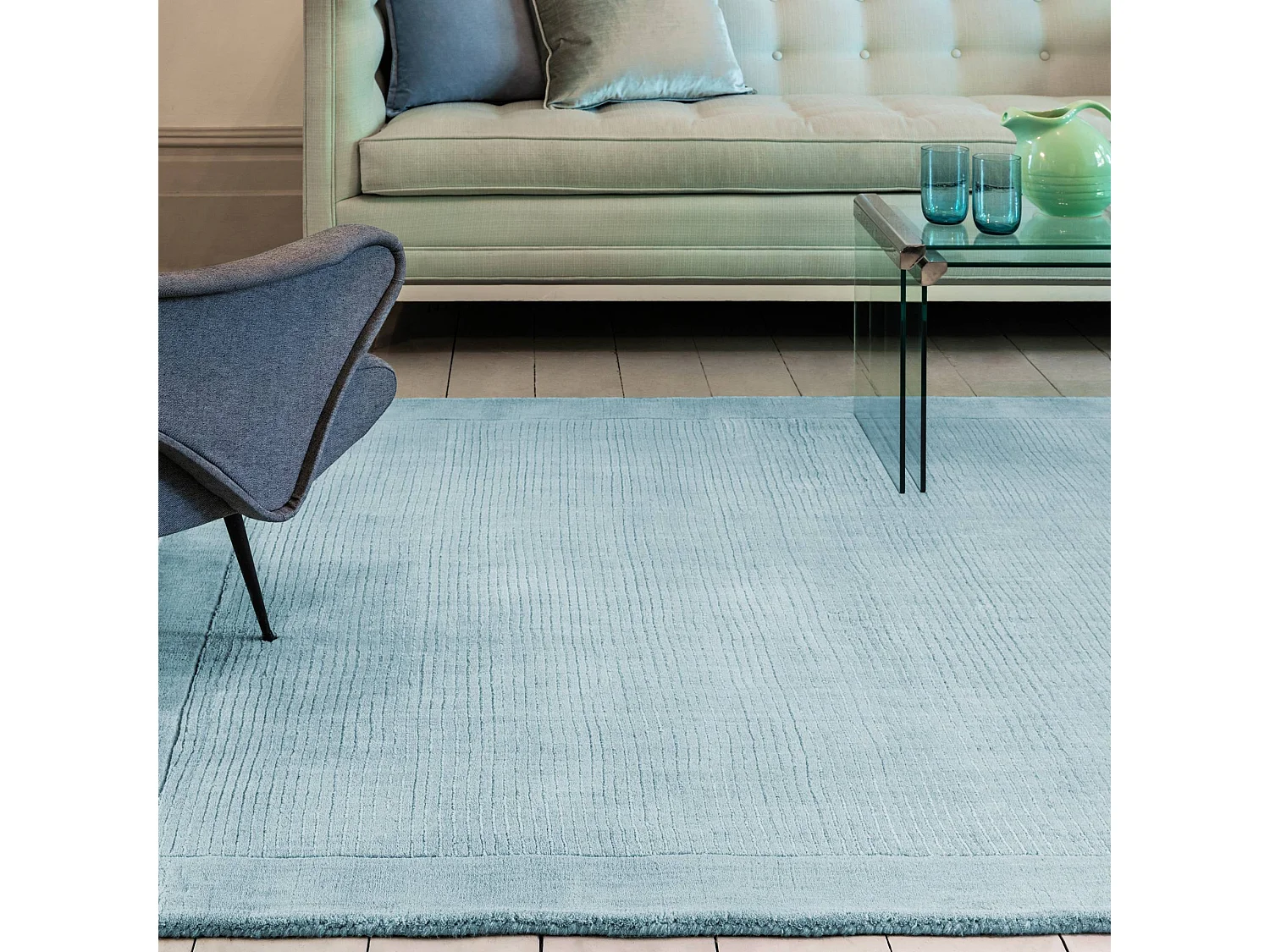 Moderne handgeweven tapijt 100% wol - 160x230cm - lichtblauw - York