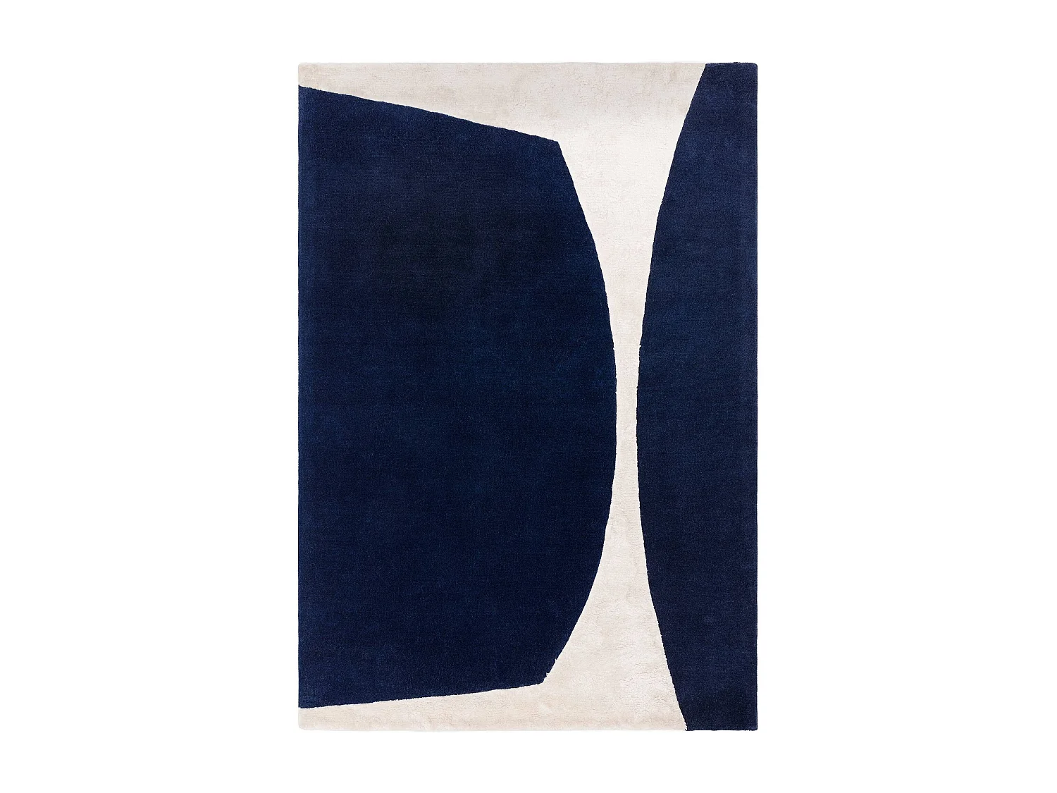 Geometrisch tapijt van wol en viscose - 200x290cm - marineblauw, crème - Matrix Signature