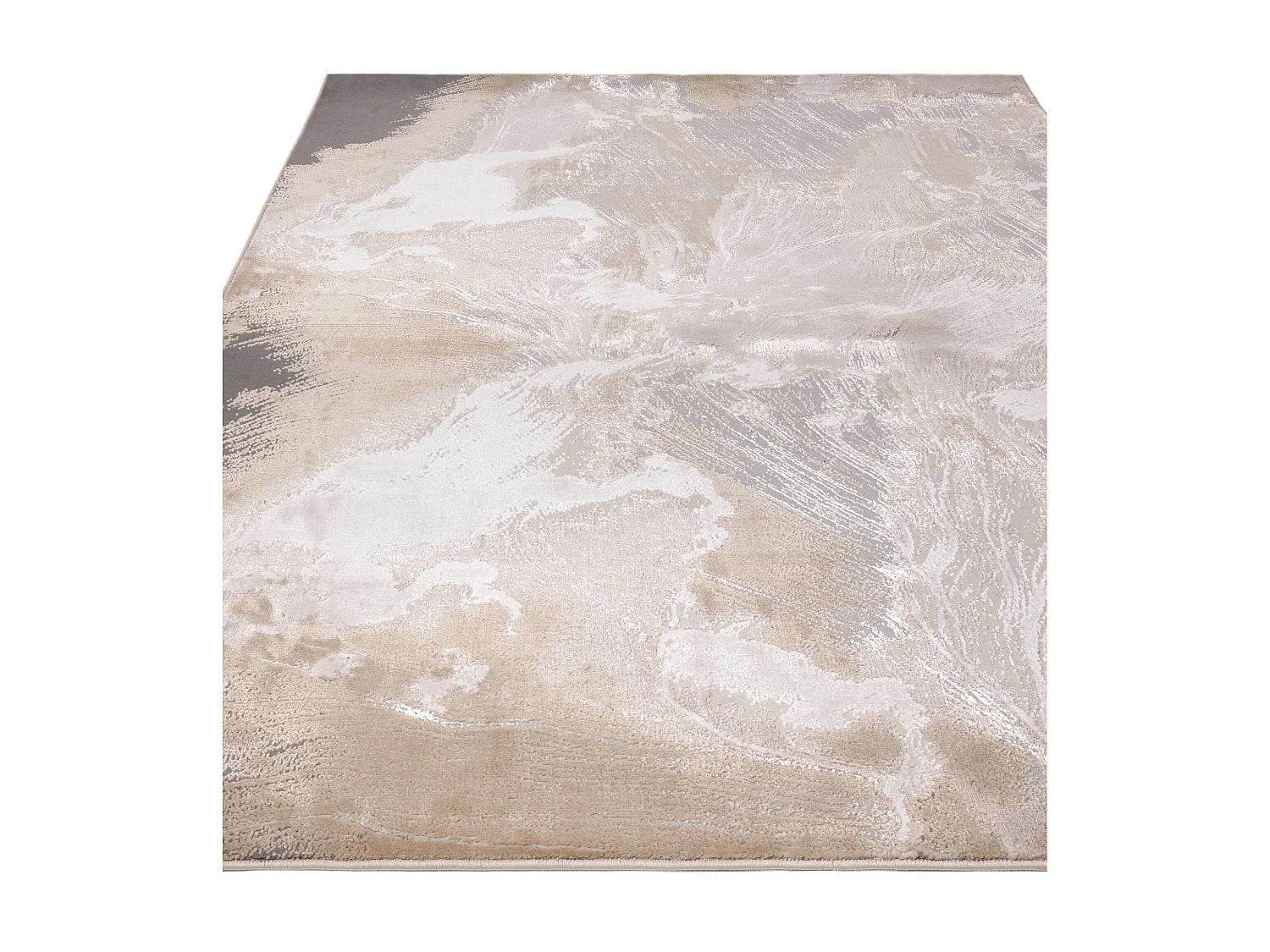 Abstract tapijt - 200x290cm - beige, grijs, zilver - Aurora Etch