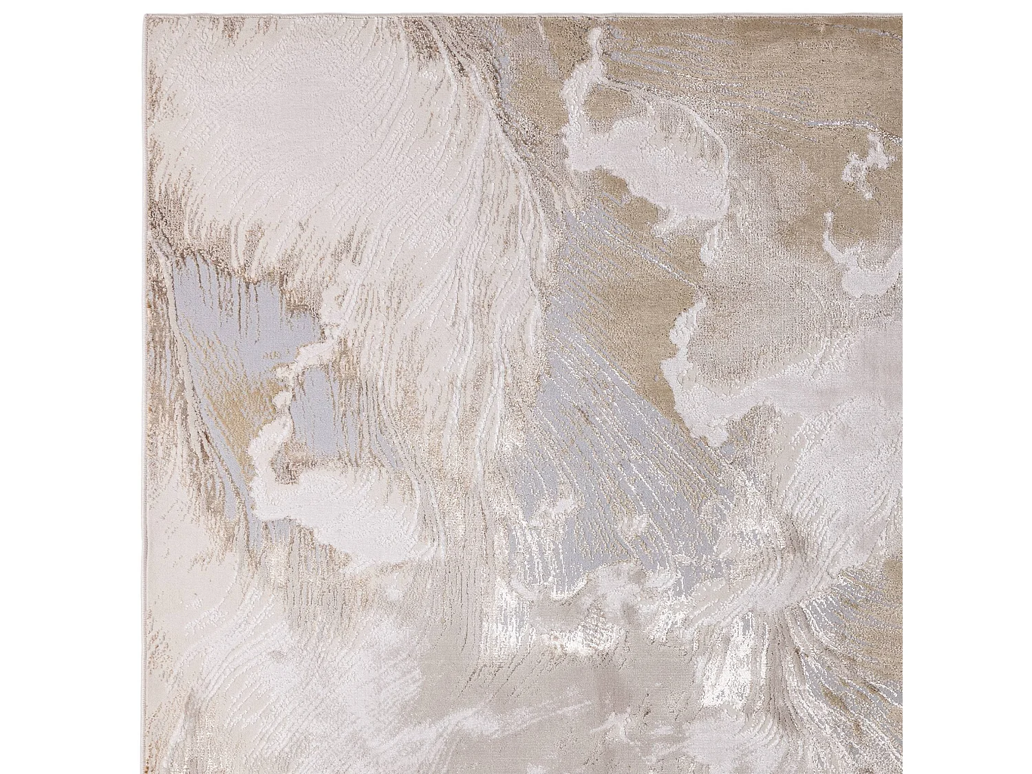 Abstract tapijt - 200x290cm - beige, grijs, zilver - Aurora Etch