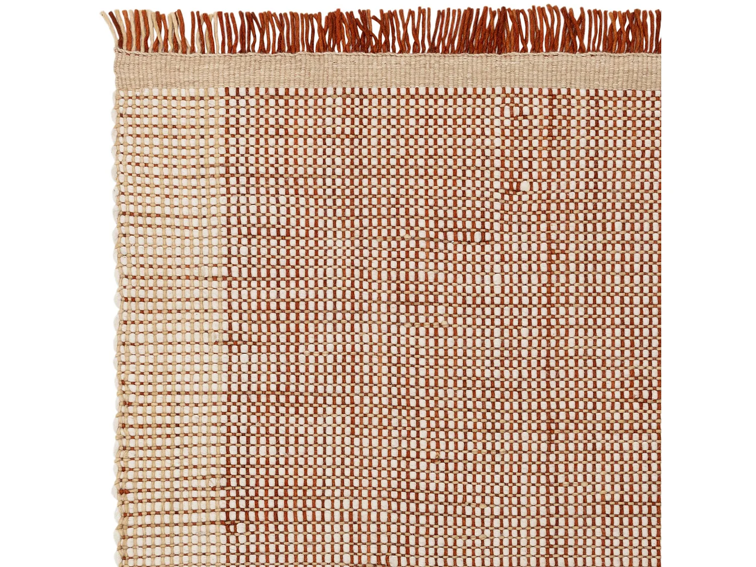 Handgeweven tapijt, 100% wol - 160x230cm - oranje, crème, wit - Avalon