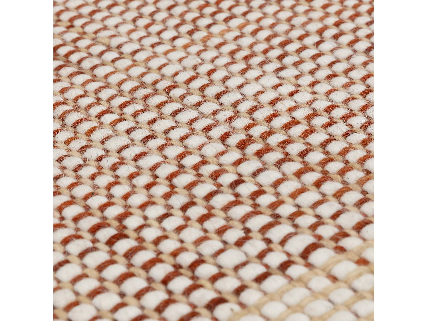 Handgeweven tapijt, 100% wol - 160x230cm - oranje, crème, wit - Avalon