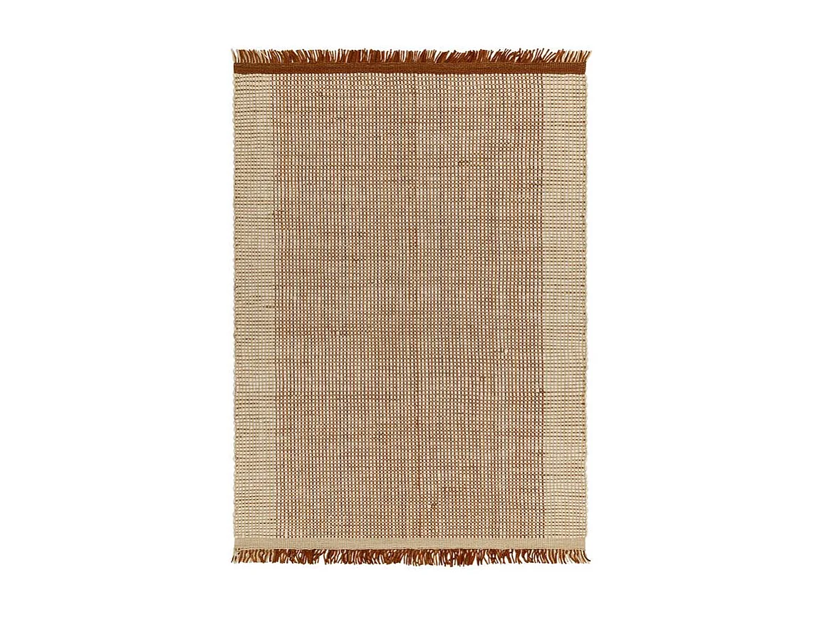 Tapis tissé à la main 100% laine - 160x230cm - orange, crème, blanc - Avalon